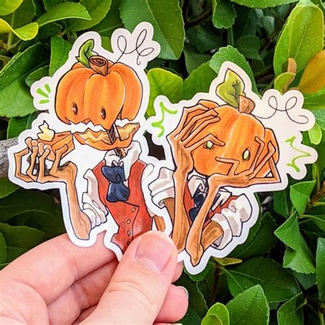 Autumn Pumpkin Head Stickers Waterproofweatherproof Etsy