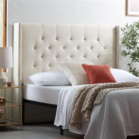Linen Upholstered Headboard King Boasting A Tranquil Hue This