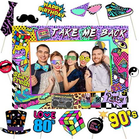 buy 80s 90s themed party decorations for adults 1990s throwback party photo booth props 80s