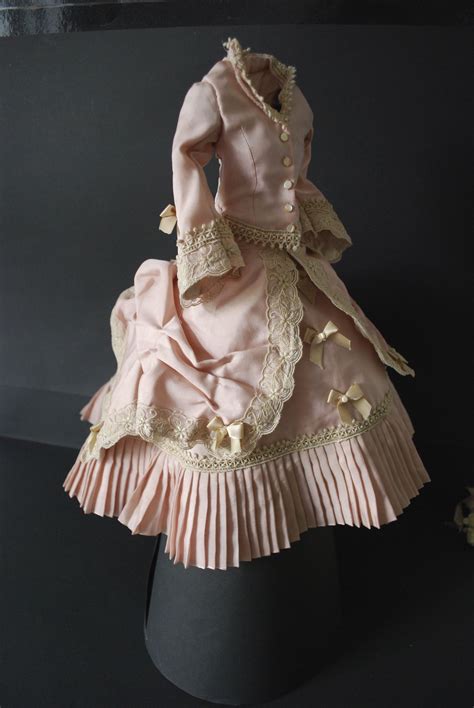antique reproduction doll dress from doll couture boutique fashion doll silk antique doll