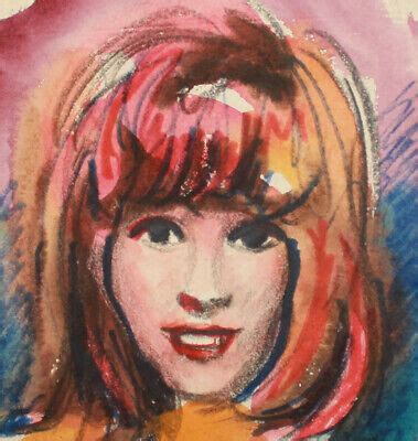 Vintage Impressionist Watercolor Painting Female Portrait EBay