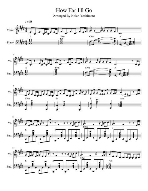 How Far Ill Go Vocals Clarinet Sheet Music Disney Sheet Music