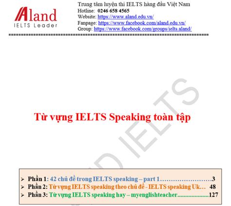 Tổng Hợp Từ Vựng Trong Ielts Speaking Part 1 Hay Nhất Aland English