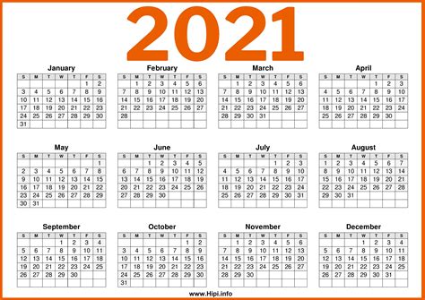Free Printable Downloadable 2021 Calendars