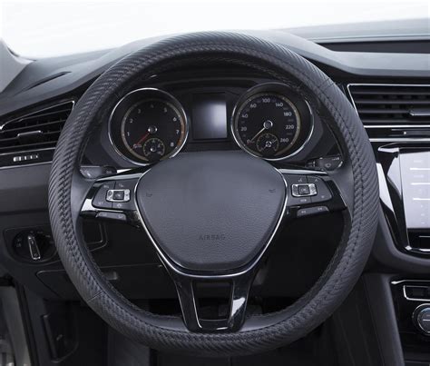 Auto Drive 1pc Steering Wheel Cover Carbon Fiber Black Universal Fit