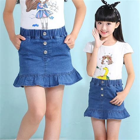 Buy 3 8 Y Summer Denim Skirt On Sales Girls Ruffle Skirt Fashion Girl Clothing