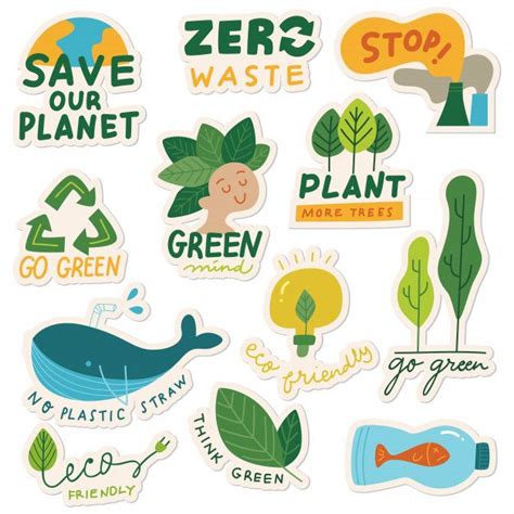 Premium Vector Set Of Ecology Sticker With Slogan Green Sticker
