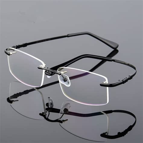 buy aluminum alloy rimless optical frame prescription men eyeglasses frameless