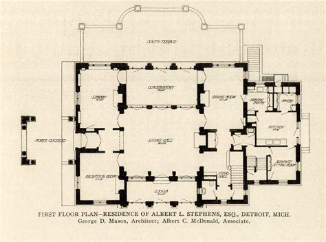 First Floor Plan Of The Albert L Stephens Esq Residence Detroit