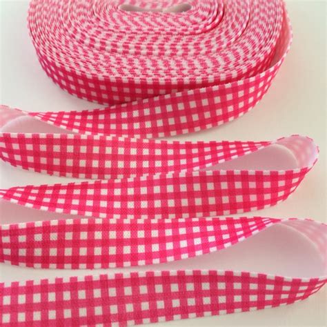 Items Similar To 58 Pink Gingham Print Fold Over Elastic Hair
