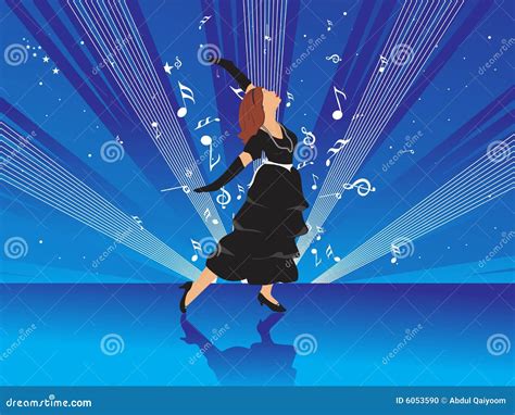 Beautiful Female Silhouette Dancing Stock Illustration Illustration