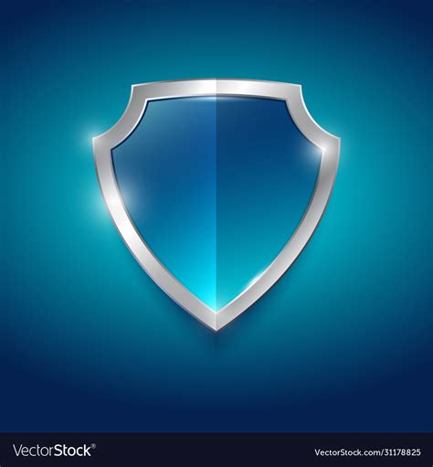Symbol Protection Guard Blue Glossy Shield Vector Image