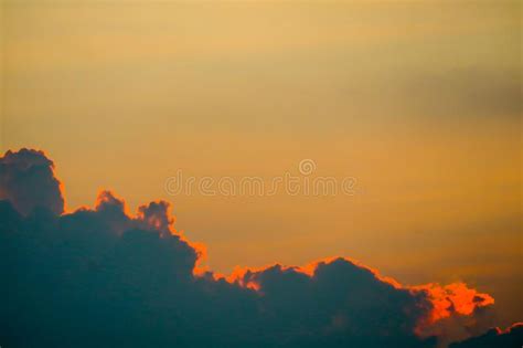Sunset On Dark Red Orange Sky Back Soft Evening Cloud Over Space3 Stock
