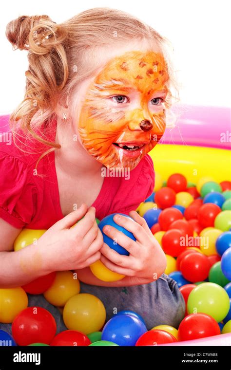 Little Girl Play Colorful Balls Stock Photo Alamy