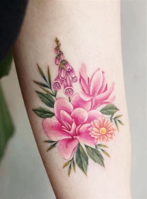 Flawless Pink Flower Tattoo Inkstylemag Pink Flower Tattoos Flower