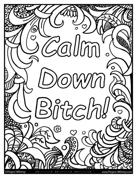 If you are looking for some mindful relaxation and stress reduction, these printable adult coloring pages are for you. Calm Down Bitch Adult Coloring Book Instant Download | Etsy