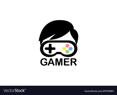 Gamer Head Hair Console Symbol Logo Design Vector Image
