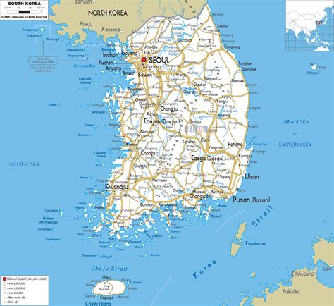 Detailed Clear Large Road Map Of South Korea Ezilon Maps South