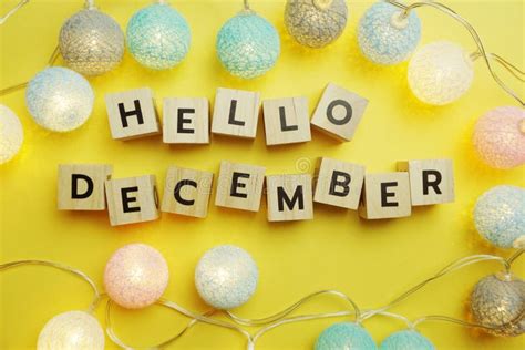 Hello December Alphabet Letter With Led Cotton Ball Decoration On