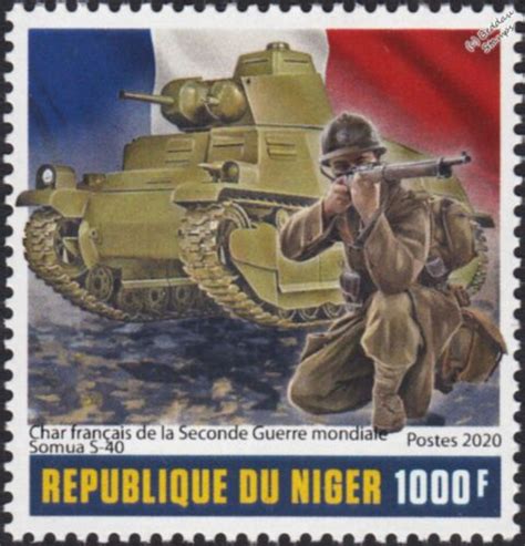 Wwii 1940 Battle Of France French Soldier And Somua S40 Tank Stamp 2020