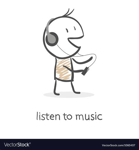 Cartoon Man Listening To Music Royalty Free Vector Image