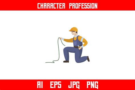 Cable Technician Professions Character Graphic by TheChiliBricks