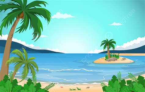 Background Pulau Pantai Laut Liburan Liburan Ilustrasi Vektor Musim Panas Tropis Cantik Seni