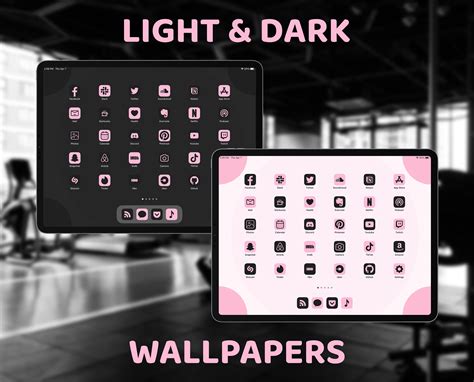 App Icons Pink And Black Ipad Theme Pack Aesthetic Ios Etsy