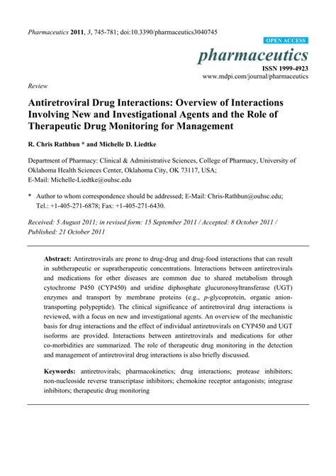 Pdf Antiretroviral Drug Interactions Overview Of Interactions