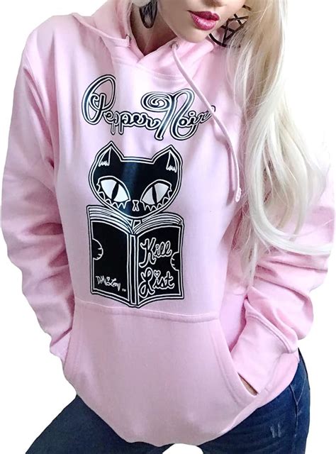 Cute Pink Pastel Goth Pullover Black Cat Kawaii Graphic
