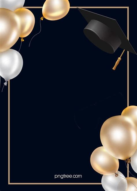 An Image Of Balloons And Graduation Hats In The Air With A Square Frame