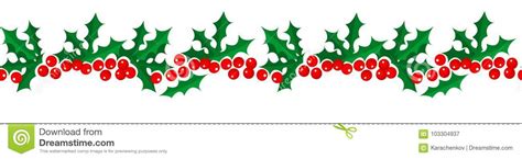 Christmas Holly Seamless Border Stock Vector Illustration Of Happy