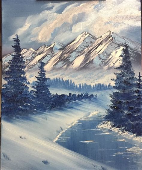Oil Painting Snow Mountain Winter Scene Paintings Winter Landscape