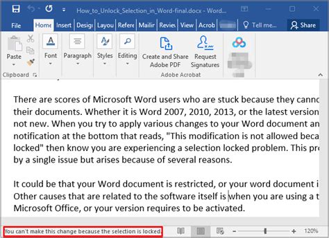 Removing password from word 2016 is an easy task if you can still remember the password. How to Unlock Selection in Word 2003-2019