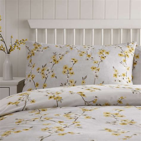 Alisha Floral Yellow Reversible Duvet Cover And Pillowcase Set Yellow