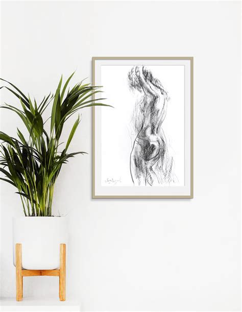 Black And White Wall Art Print Nude Silhouette Drawing Fine Etsy