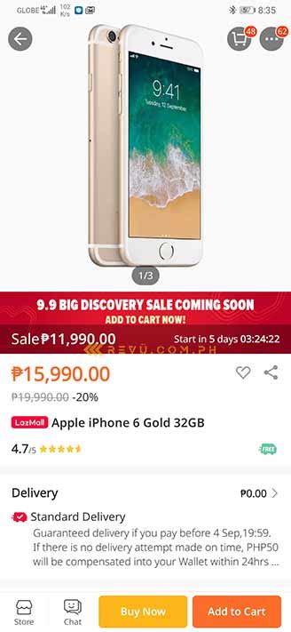 With hundreds of thousands of products across categories including health and beauty, home and living, fashion, mobiles and tablets, consumer electronics and home appliances among. Apple iPhone 6 only P11,990 ($230) at Lazada 9.9 sale - revü