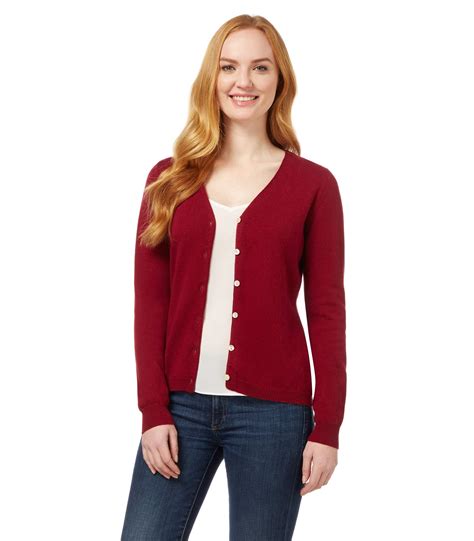 Red Womens Cashmere And Merino Luxurious V Neck Cardigan Woolovers Au