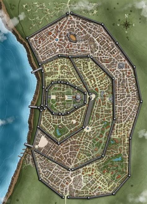 A City Map For Dandd Or Pathfinder Fantasy City Map Fantasy City