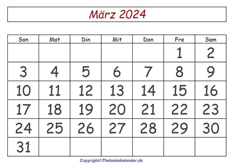 März 2024 Kalender Zum Ausdrucken The Beste Kalender