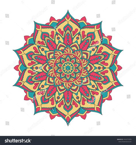 Colorful Indian Mandala Art Vector Illustration เวกเตอร์สต็อก ปลอดค่า