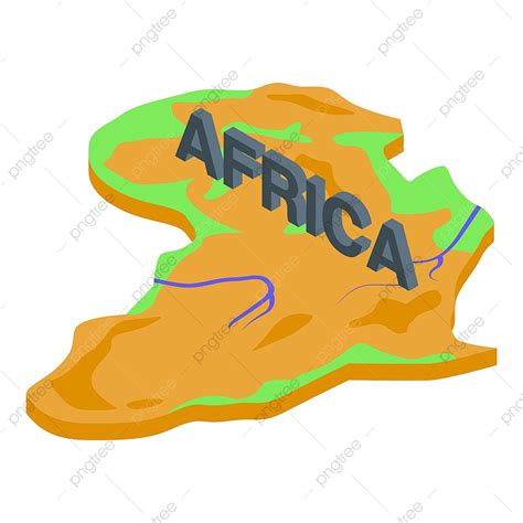 Gambar Vektor Isometrik Ikon Benua Afrika Gaya Kartun Tanah Png Dan