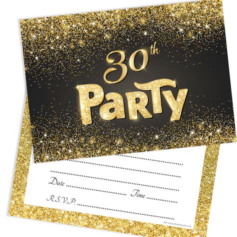 50th birthday party ideas ships in 1 3 business days number 50 cupcake toppers set of 12 see more. Black and Gold Effect 30th Birthday Party Invitations - Ready to Write with Envelopes (Pack 10 ...