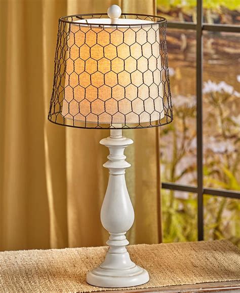 Farmhouse Spindle Chicken Wire Lamps Lamp Chicken Wire Fabric Shades