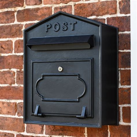 Osteler Oppulence Black Wall Mounted Post Box With Black Lettering