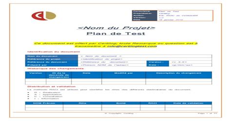 Nom Du Projet Plan De Test Certilogmodeleplandetest10 Author