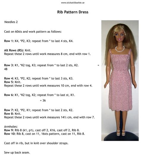 Pin By Sharon Hayford Reynolds On Barbie Knitting Patterns Barbie