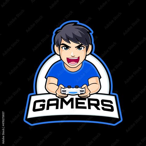 Gamer Boy Mascot Logo Cartoon Playing Console Gaming Gamer
