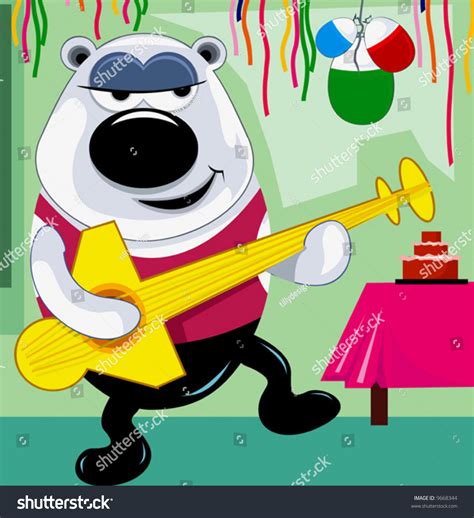 Bear Playing Guitar Stock Vector Illustration 9668344 Shutterstock