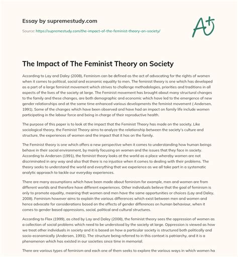 The Impact Of The Feminist Theory On Society Free Essay Example